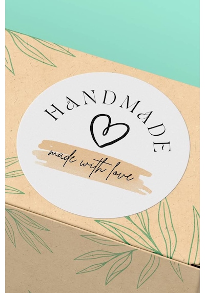Handmade With Love Sticker 3x3cm St2321 Çok Renkli
