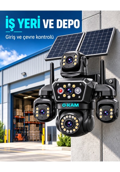 O-kam Oks340 12mp 4 Kameralı 4g Çift Solar Panel Gece Görüş 128gb Hafıza Kartı 15gb İnternet Akıllı Kamera