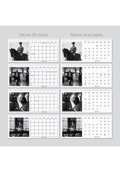 Çift Taraflı 2027 Atatürk Fotoğraflı Takvim, Aylık Planlayıcı Takvim, Büyük Ebat Masa Takvimi Kraft
