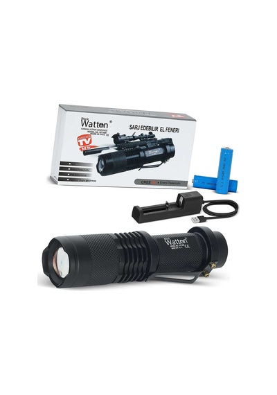Orijinal 800 Lümen T6 Şarjlı Led El Feneri Uzun Menzilli Profesyonel Model Wt-086 Evimdeyokyok Beyaz