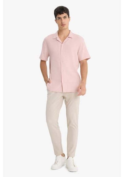 Defacto Modern Fit Polo Yaka Penye Kısa Kollu Gömlek C4125ax25smbr134 Pembe
