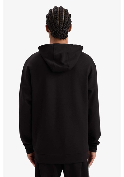 DeFactoFit Standart Fit Kapüşonlu Skuba Dalgıç Kumaş Sporcu Sweatshirt D7364AX25SPBK81
