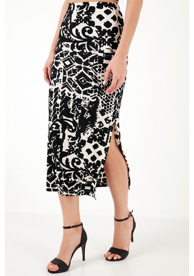 Lela Slim Fit Ip Askılı Yırtmaçlı Midi Alt-Üst Bayan Takım 5865726 Siyah