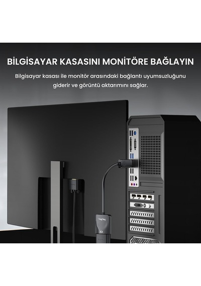 Displayport Dp To Vga Full Hd 1080p 60hz Çevirici Dönüştürücü Adaptör