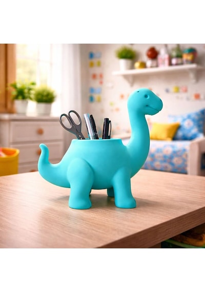 Dinozor Figürlü Pembe Masaüstü Kalemlik, Dekoratif, Hediyelik Diğer
