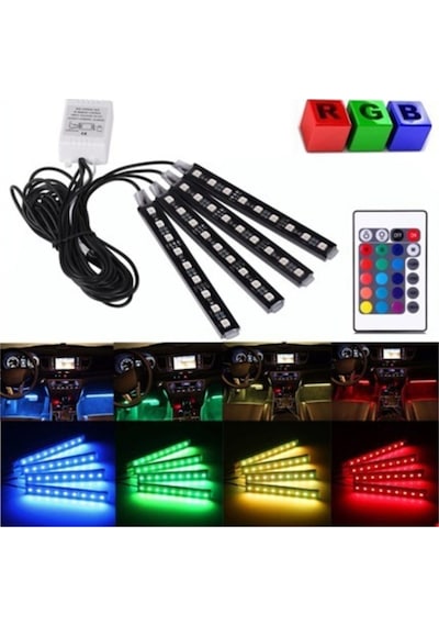 Araç Içi Ayak Altı Kumandalı Led Sese Duyarlı 4x12 Fonksiyonlu Ayak Altı Aydınlatma Ayak Altı Led