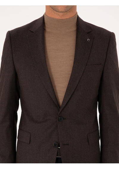 Cacharel Kahverengi Slim Fit Yün Karışımlı Ceket