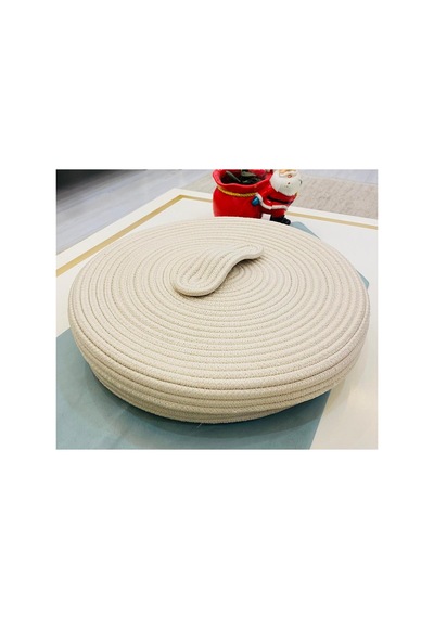 Doğal,jüt,hasır,35x35 Kapaklı Desenli,sepet,dolap Içi,çocuk Odası,düzenleyici,ekmek Sepeti Krem Krem