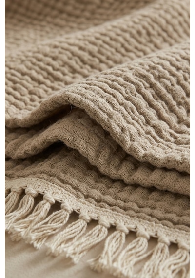 Natura Soft Ekru 4 Kat Müslin Çift Kişilik Yatak Örtüsü 220x230 Cm %100 Pamuk Çok Amaçlı Koltuk Örtüsü Ve Tv Battaniyesi Bej