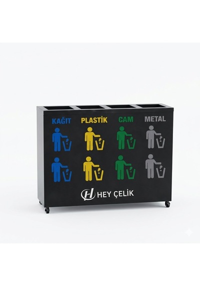 4 Lü Sıfır Atık Kutusu Geri Dönüşüm Ünitesi Gd-204 Metal Atık Ayrıştırma Sistemi