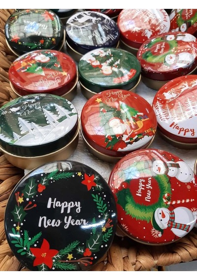 Yılbaşı Christmas Desenli Karışık Teneke Kutu 5 Adet