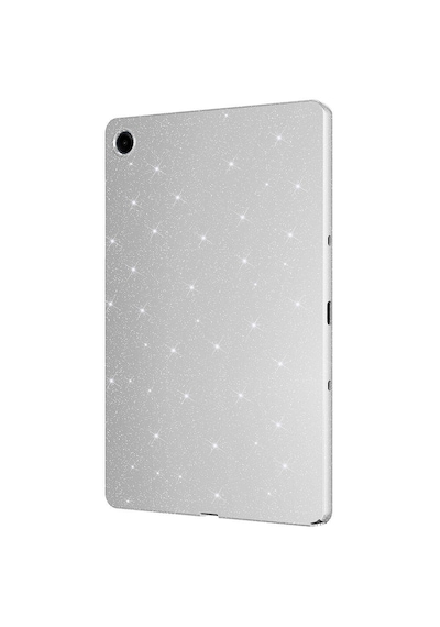 Samsung Galaxy Tab S10 Lite / S10 Fe / S9 Fe 10.9 Uyumlu Simli Parlak Koton Tablet Kılıf Standlı Koruyucu Kapak Gümüş