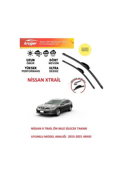 Nissan X-trail Ön Muz Silecek Takımı 2019 Model Araca Özel Aparatsız Direk Montaj