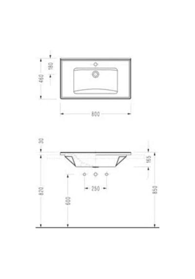 Serel - Star Tezgah Etajerli Lavabo Beyaz 80 Cm  - 3035txs110h- Diğer
