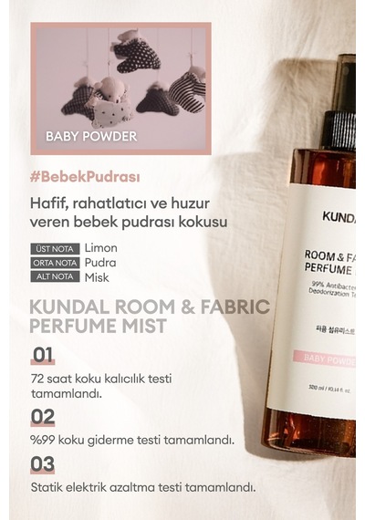 Oda Ve Kumaş Kokusu Kundal Room & Fabric Perfume Mist Baby Powder 300 Ml Mistik