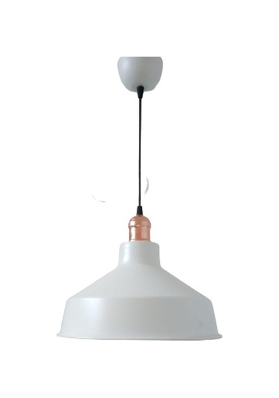 Rys Retro Metal Dekoratif Beyaz İçi Beyaz Bakır Duylu Tekli Sarkıt Avize Çap:30 Cm