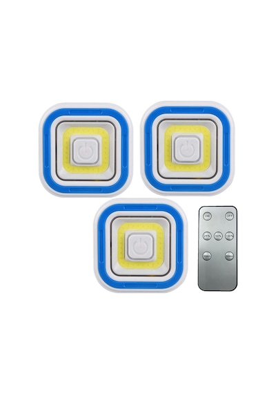 POWERMASTER PM-6936 COB LEDLİ PİLLİ UZAKTAN KUMANDALI ÜÇLÜ LAMBA Çok Renkli