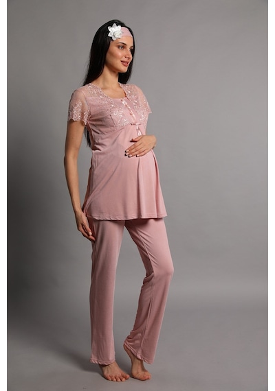 Mecit Pijama Lohusasepeti 5206 Lina Sabahlıklı Lohusa Pijama Takımı 001
