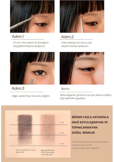 Ultra İnce Uçlu, Doğal Görünüm Veren Kaş Kalemi Speedy Skinny Brow 1 Gray Brown Çok Renkli