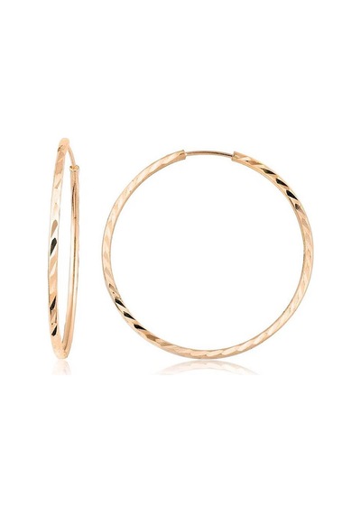 Yelpaze Kalemli Pembe Altın Halka Küpe Çapı: 3.5cm - Rose Gold Pembe Altın