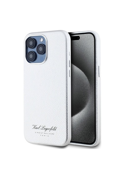 Apple Uyumlu iPhone 15 Pro Max  Kılıf Karl Lagerfeld  Lisanslı Kl Yazılı Hotel Kapak Gri