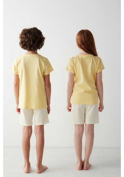 Penti Unisex Çocuk Bunny Baskılı Pijama Takımı Açık Sarı