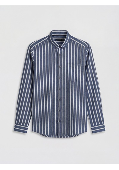 Lcwaıkıkı Classic Lacivert Regular Fit Çizgili Armürlü Erkek Gömlek