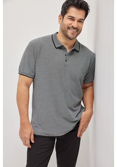 Ac&Co / Altınyıldız Classics 4A4820200047Syh3XL Düğmeli Polo Yaka Cepsiz Slim Fit Erkek Tişört Siyah