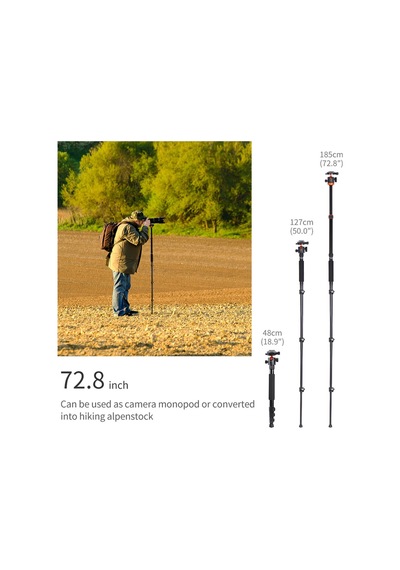 K&f Concept - Sa254m2 175cm Ball Head Kit'li Tripod Ve Monopod Kf09.089