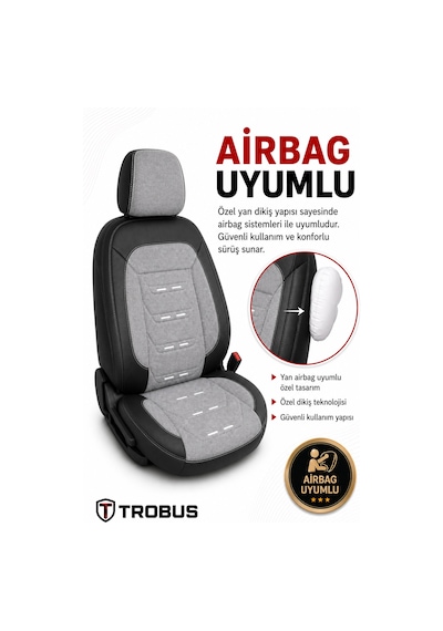 Peugeot 308 2007+ Uyumlu Prestige Line Keten Serisi Gri Siyah Koltuk Kılıfı