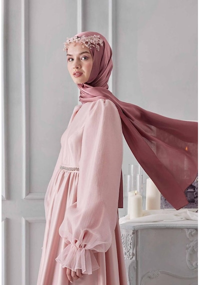 Gesshop Kadın Abiye Janjan Şal Gül Kurusu - Pembe