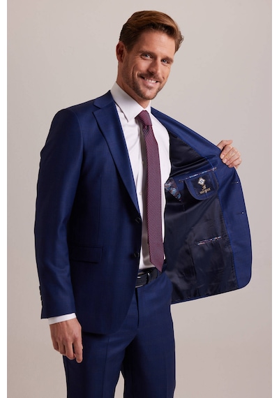 Erkek Lacivert Regular Fit Çift Yırtmaç Kareli Takım Elbise