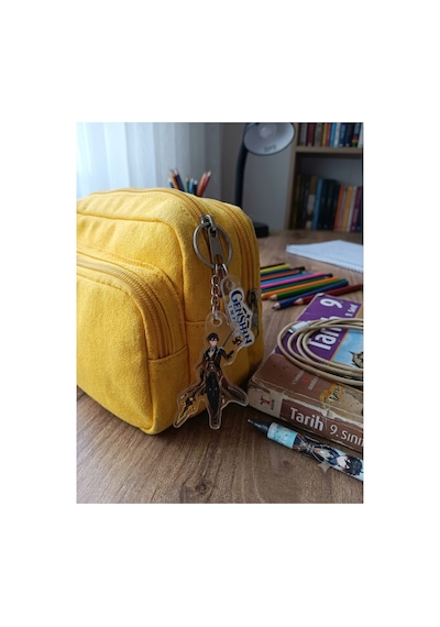 Owl Bag Genshin Impact Serisi Zhongli Karakteri Desenli Acrylic Anahtarlık Çanta Süsü Çok Renkli