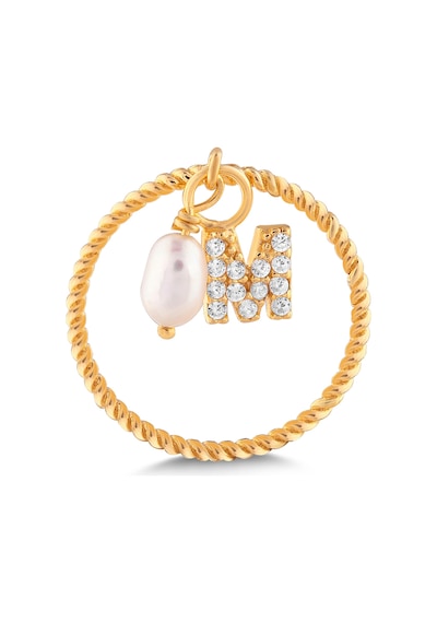 Kuyumcudukkani İnci Sallantılı Kişiye Özel Harfli Yüzük-m -10904-m Gold