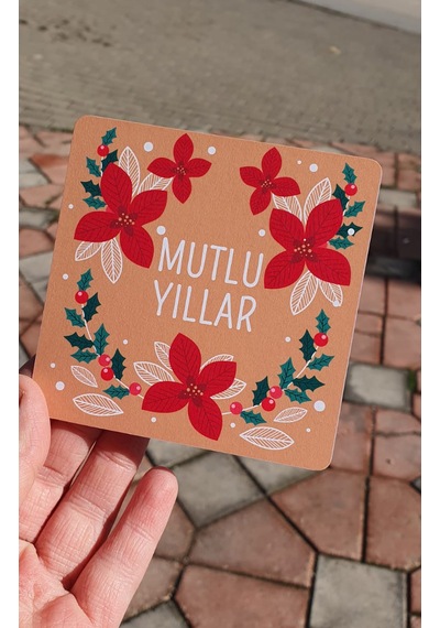 Yılbaşı Tebrik Kartı - Not Kartı -özel Gün 4 Lü Set - Merry Christmas - Happy New Year