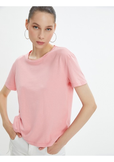 Koton Basic Tişört Kısa Kollu Bisiklet Yaka Pamuklu Pembe 4wal10574ık 4WAL10574IK284 Gül Rengi