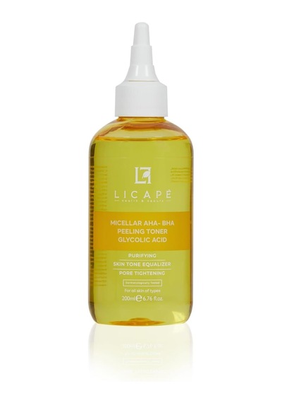 Micellar Glikolik Asitli Aha-bha Peeling Tonik Cilt Arındırıcı, Gözenek Sıkılaştırıcı Ve Cilt Tonu Eşitl