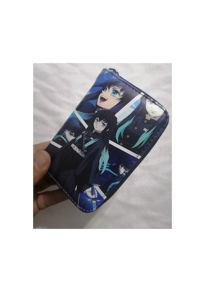 Owlbag Company Owl Bag Demon Slayer Muichiro Desenli Tasarım Suni Deri Cüzdan Çok Renkli