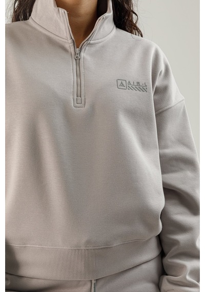 Airlife Bolder Fz.7 Yarım Fermuarlı Kadın Dik Yaka Sweatshirt Gri