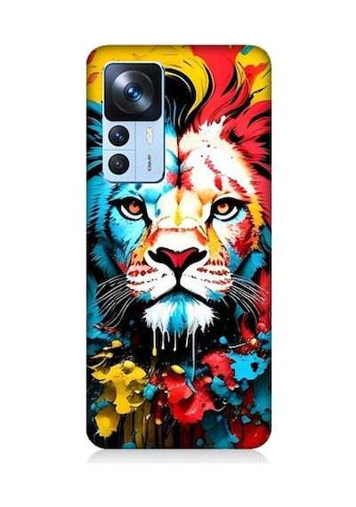 Xiaomi Mi 12t Uyumlu Renli Boyalı Aslan Yüzü Desenli Silikon Kılıf