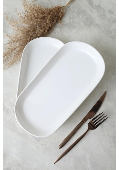 Beyaz Noyan Kayık Tabak 28 Cm 2 Adet 006 Çok Renkli