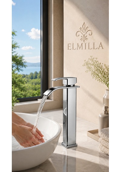 Lüx Premium Krom Çanak Lavabo Bataryası Çift Su Girişli Modern Tasarım Batarya