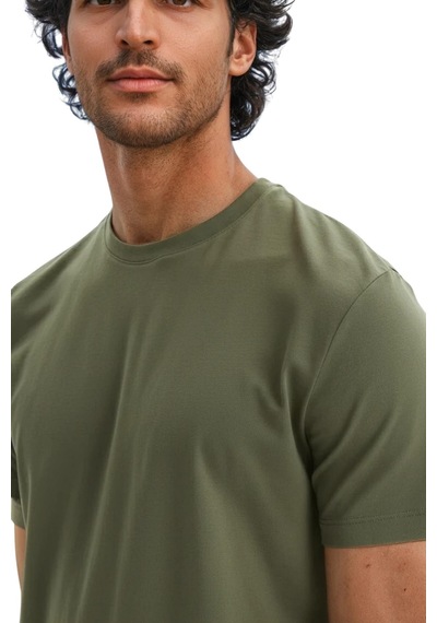 Arma Ar-ma Erkek Bisiklet Yaka Tişört Baskisiz Basic Örme Kumaş Regular Fit %100 Pamuk 30/1 Penye Süprem Y31344408202 Haki-h1