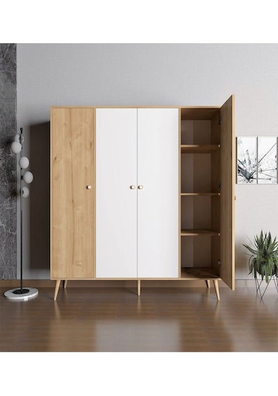 Floradesign Milano Gardırop /elbise Dolabı Dört Kapaklı Dolap 160cm Meşe