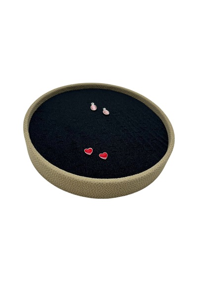 Silindir Model Süet Kumaş 20/20 Cm Batırmalı Siyah Küpe-piercing Tablası