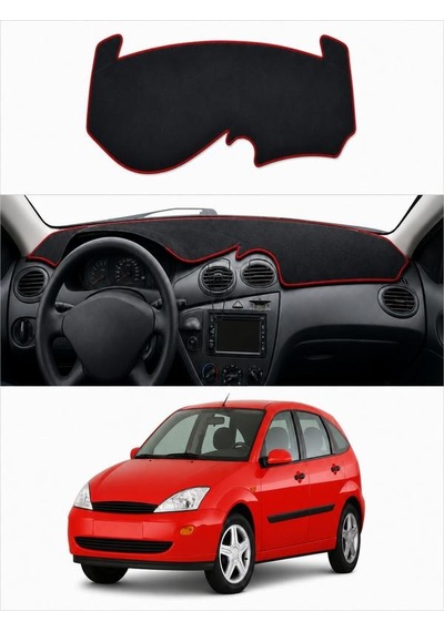 Ford - Focus 1 1998-2004 Uyumlu Torpido Koruma Kılıfı - Kırmızı Şeritli