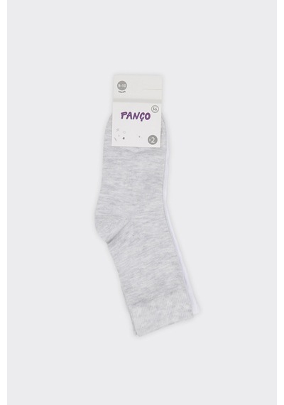 Panço Unisex Çocuk 2'li Basic Gri-beyaz Soket Çorap