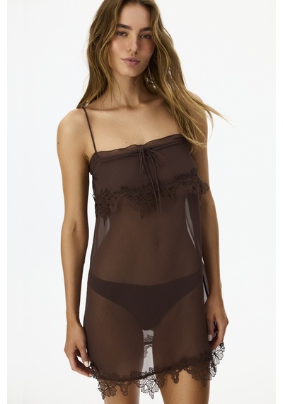 Penti Kahverengi Jasmin Chiffon Gecelik Bbw