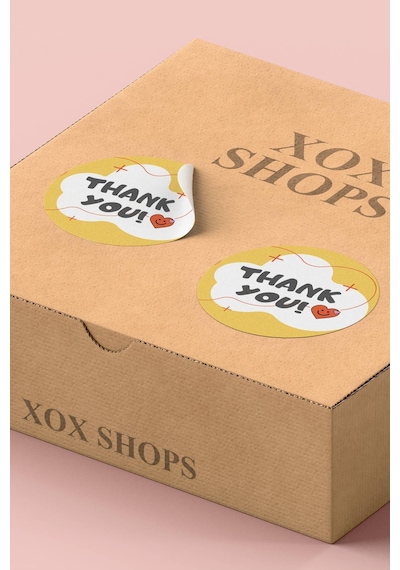 Bulutlu Kalpli Thank You Sticker 3x3cm St2202 Çok Renkli