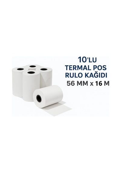 Termal Pos Kağıdı 56 Mm X 16 M 10 Lu Paket 1 Paket 10 Adet